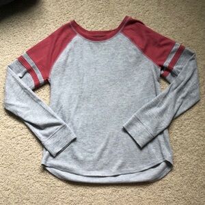 SO- girls red and gray long sleeve waffle knit